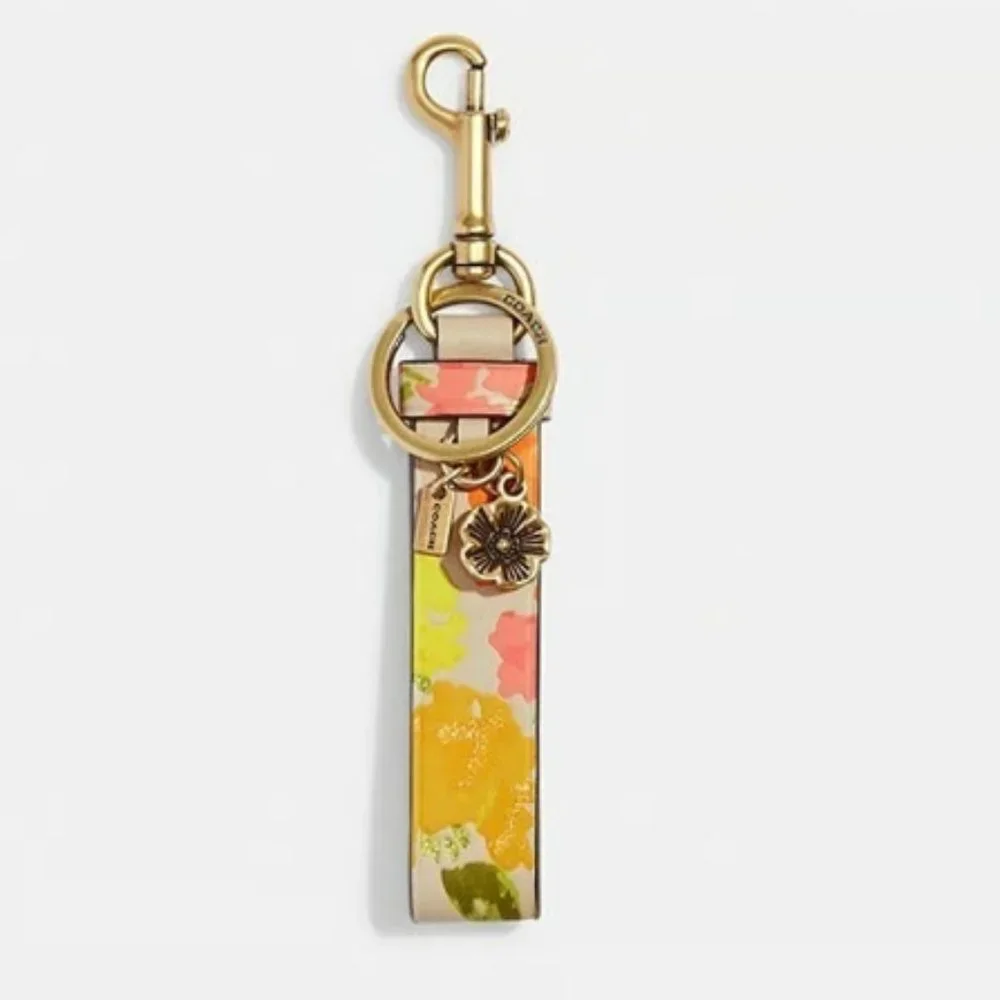 COACH Loop Bag Charm Key Ring in RETRO Classic Floral Print with Dog Clip NWT! - Picture 4 of 10
